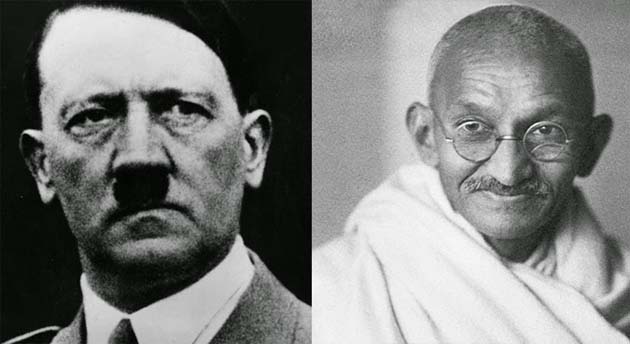 Adolf Hitler y Mahatma Gandhi, dos casos extremos de mentalidad dialctica-victimista y de mentalidad dialgica-responsable.